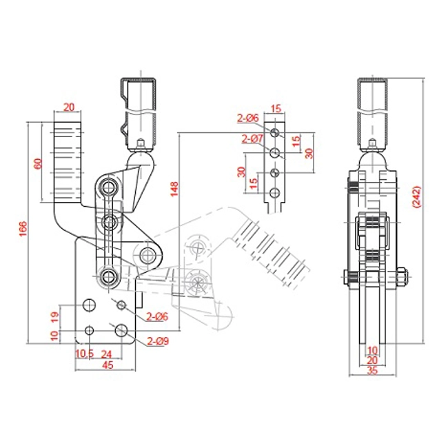 Vendita online Bloccaggio saldabile serie pesante base dritta maniglia saldabile 710 Kg.